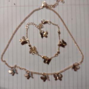 Butterfly charm chocker and bracelet